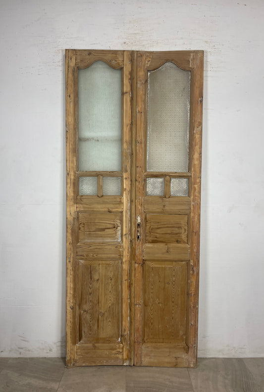 Antique French Panel Doors with glass (92.25 x 39.25)   N151