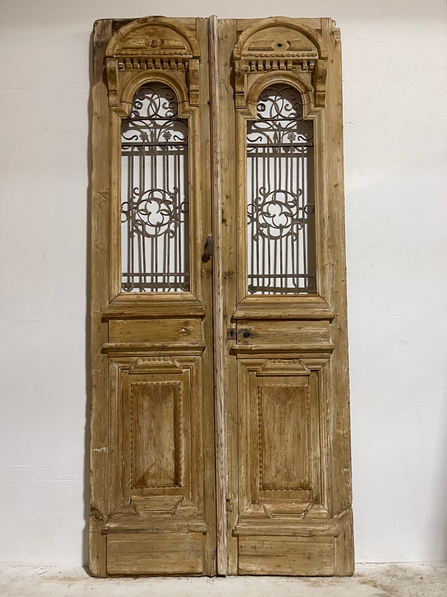 Antique French panel door with metal (108.5x50)J100