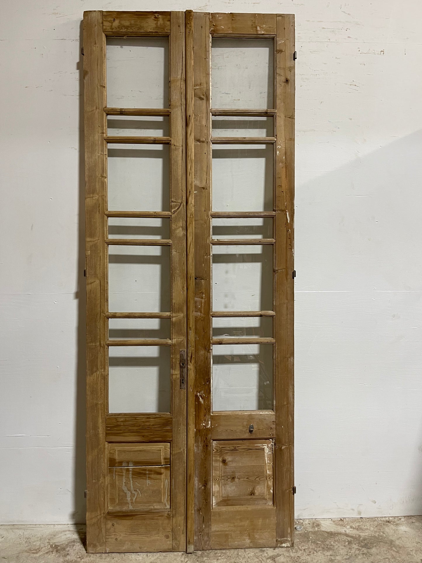 Antique French Panel Doors with glass (100x39.25) J305
