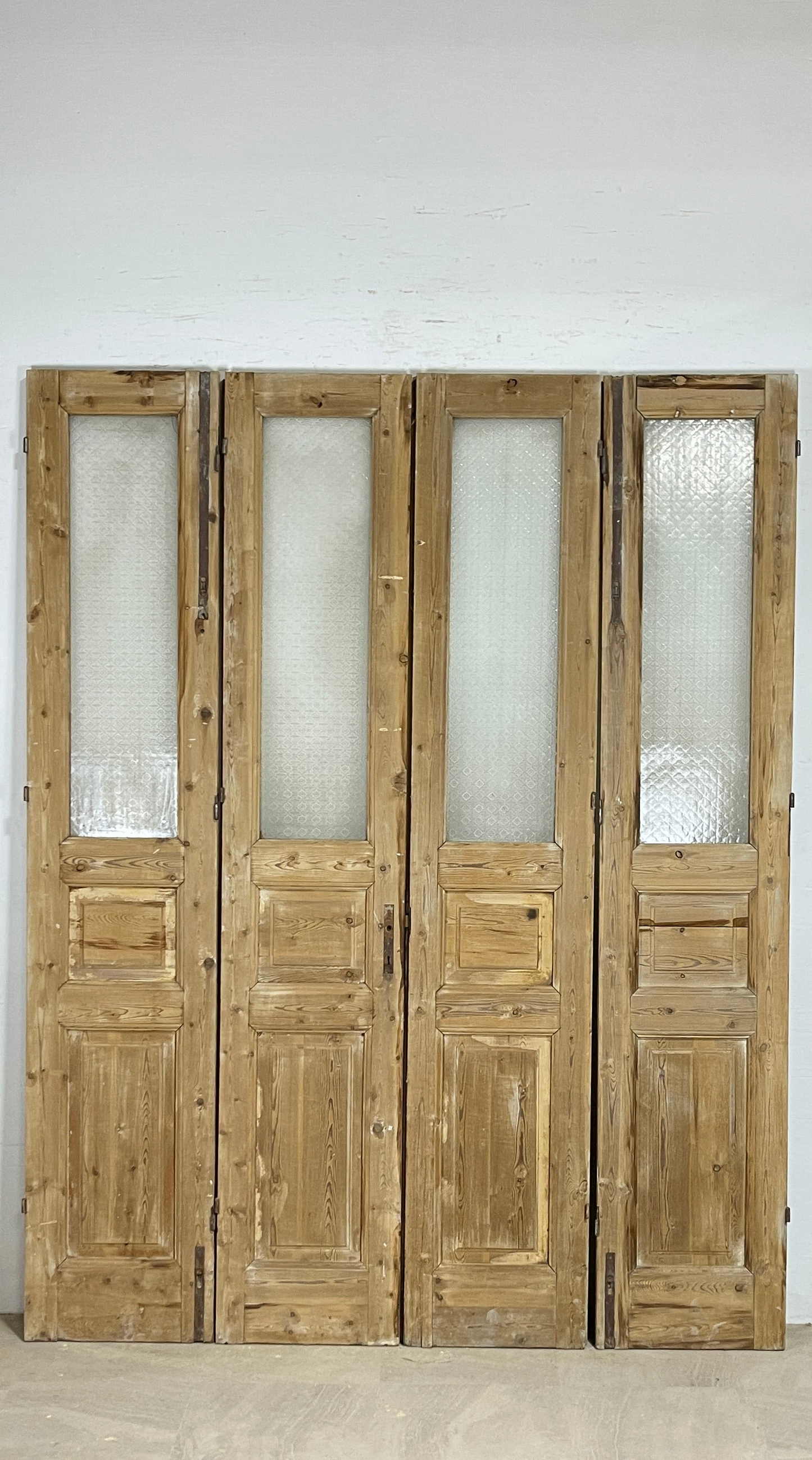 Antique French panel doors with Glass 4 Piece set (101x78.5) P188