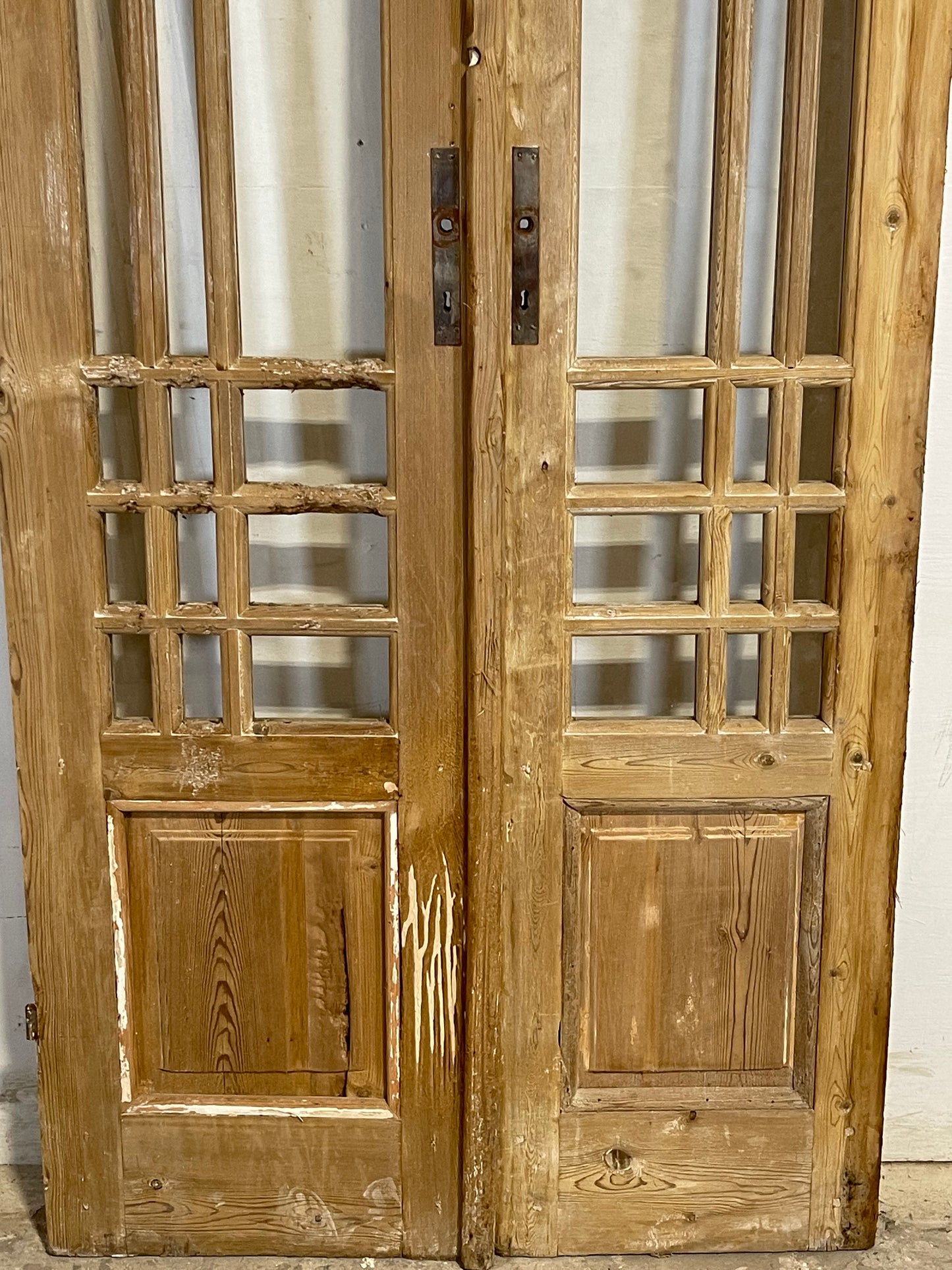 Antique French panel doors with glass (90.25x38.25) L108