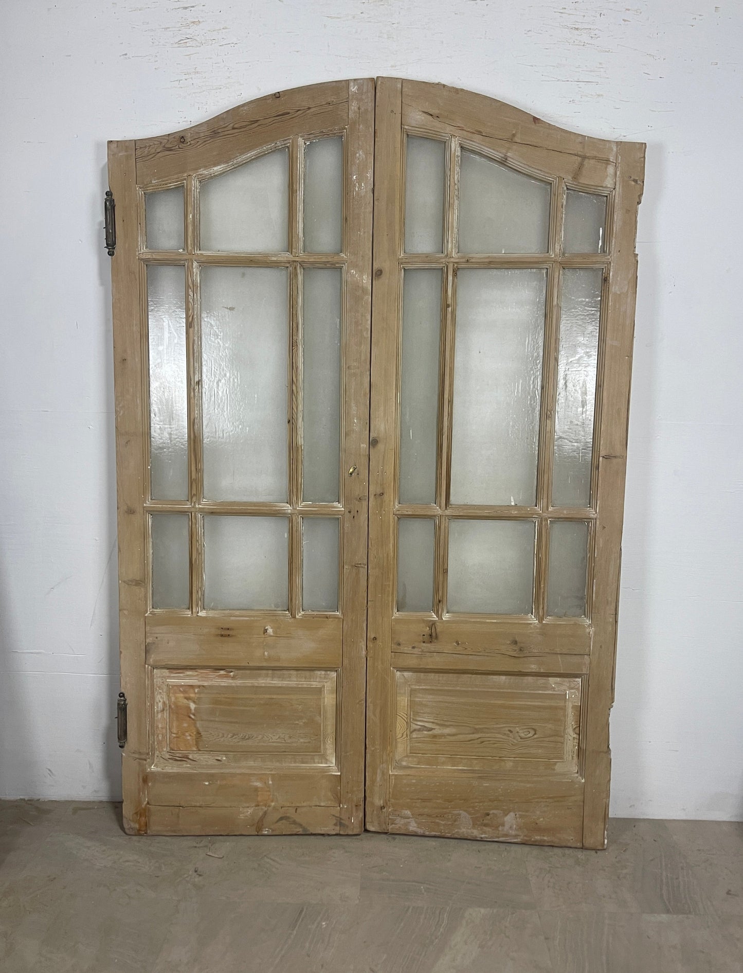 Antique French arched panel doors with Glass (82x55) P1