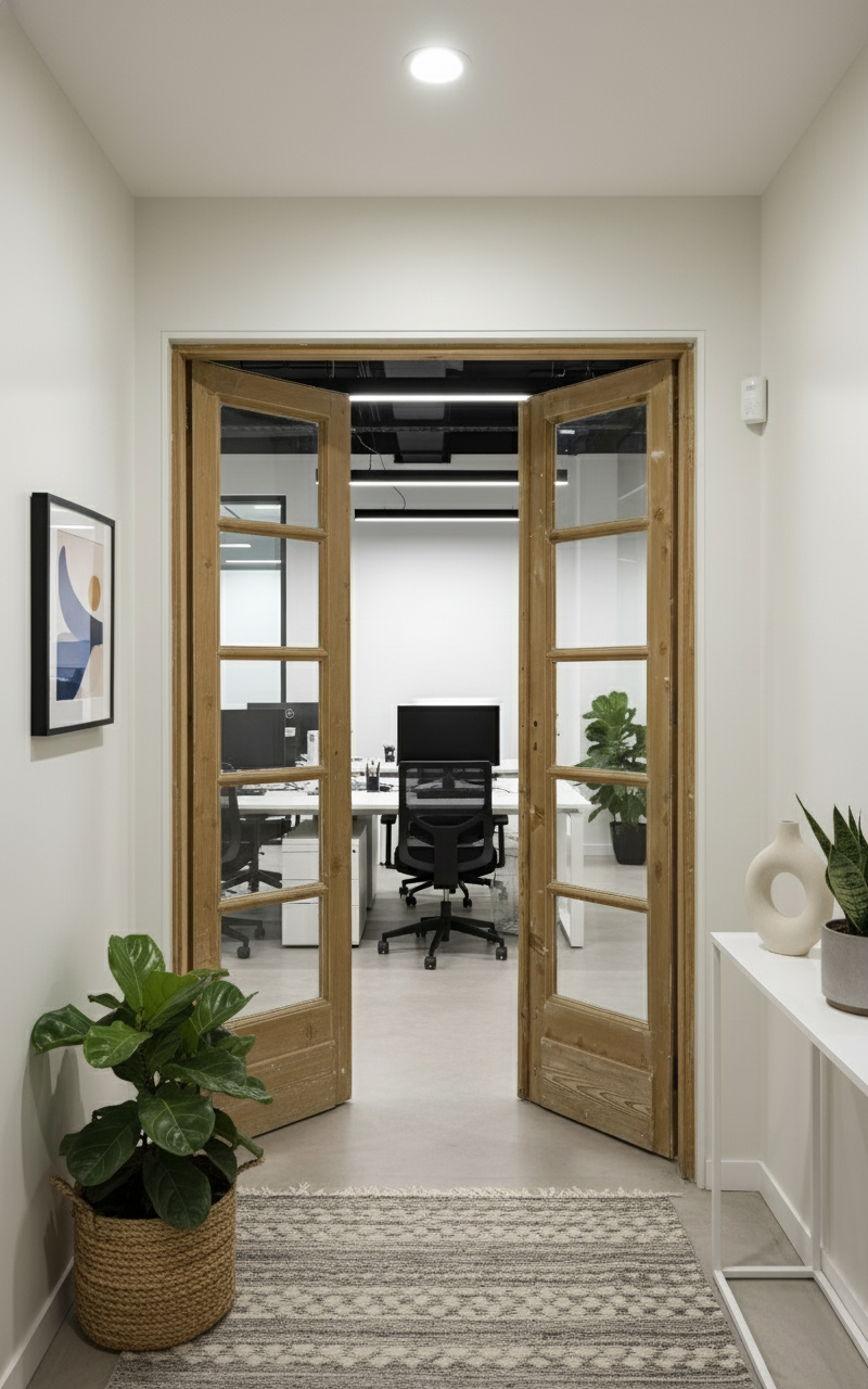 Antique French panel doors with Glass (85x44.5) P137