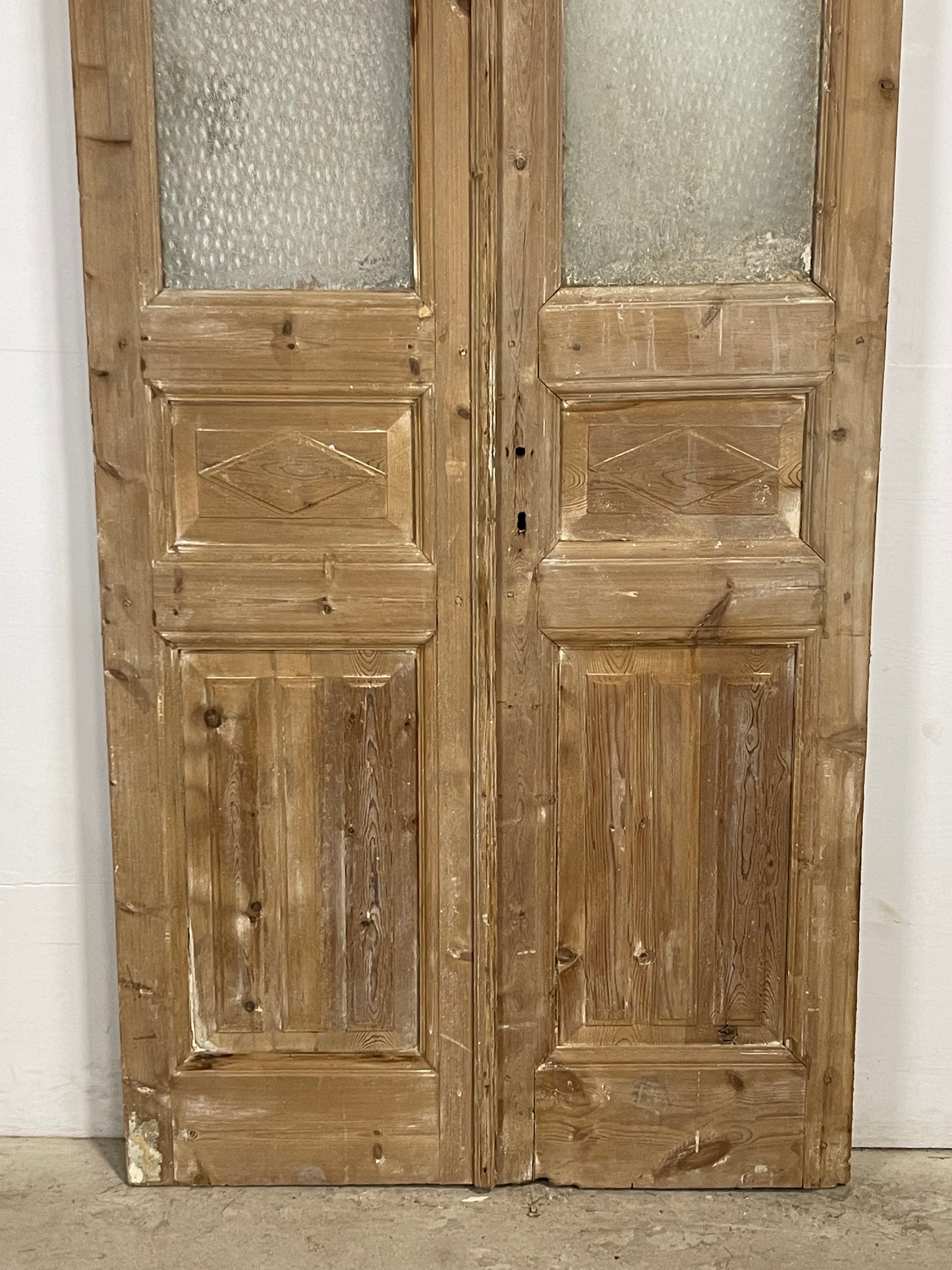 Antique  French Panel Doors with glass (102x42.5)   M108