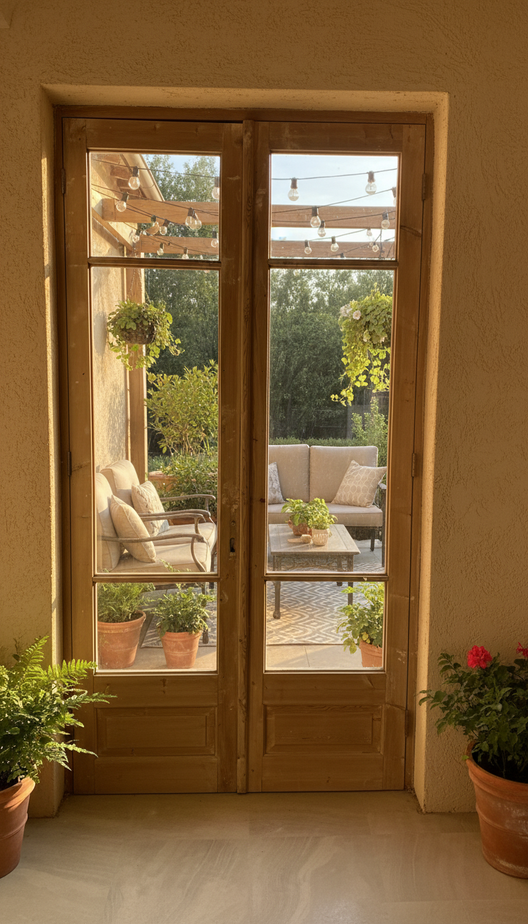 Antique French panel doors with Glass (97x49.5) P151