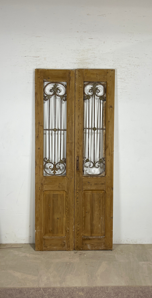 Antique French panel doors with Metal (92x40) P95