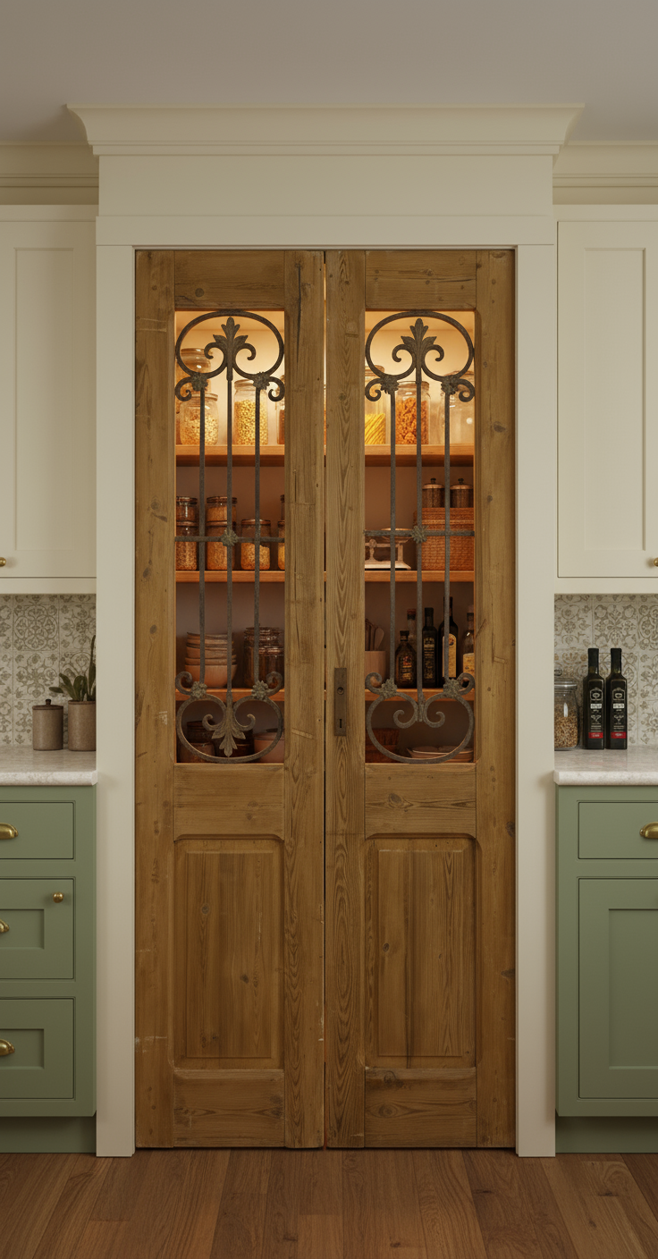 Antique French panel doors with Metal (92x40) P95