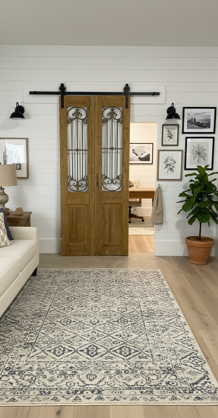 Antique French panel doors with Metal (92x40) P95