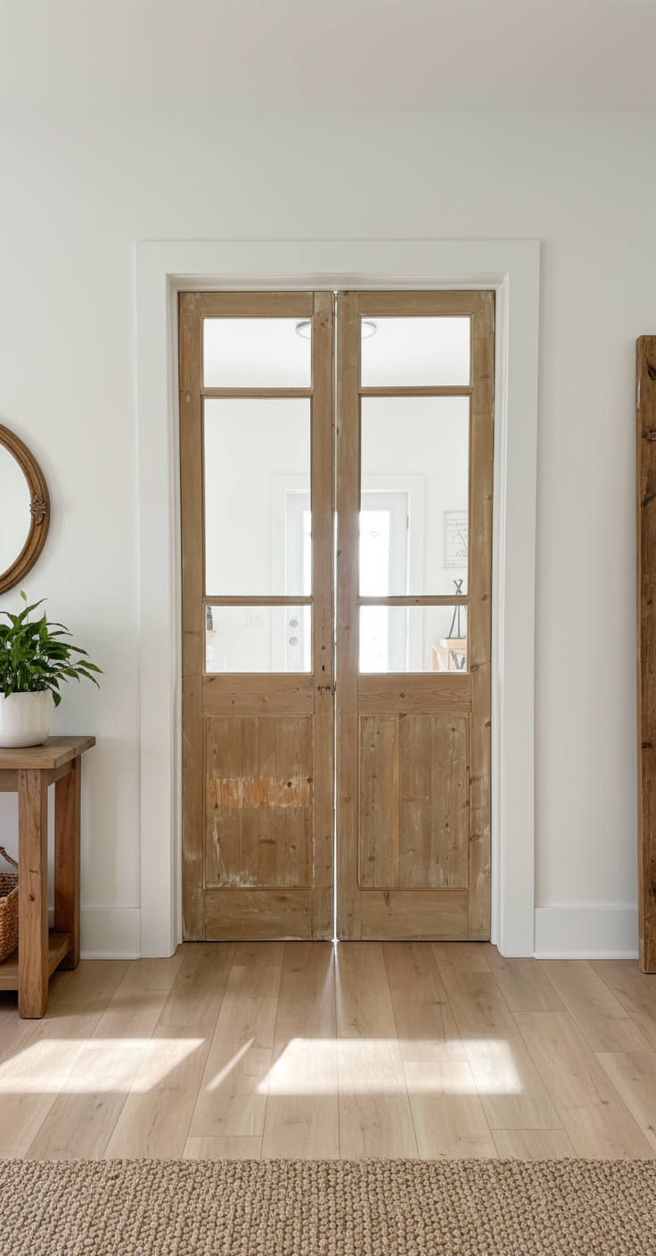 Antique French panel doors with Glass (95.5x44) P166