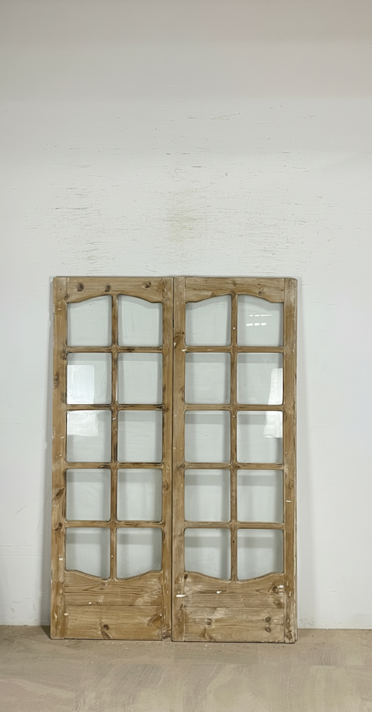 Antique French panel doors with Glass (81.5x55) P183
