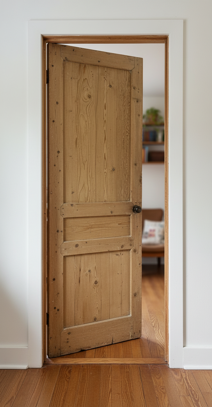 Antique French panel single door wood (95x27.5) P211