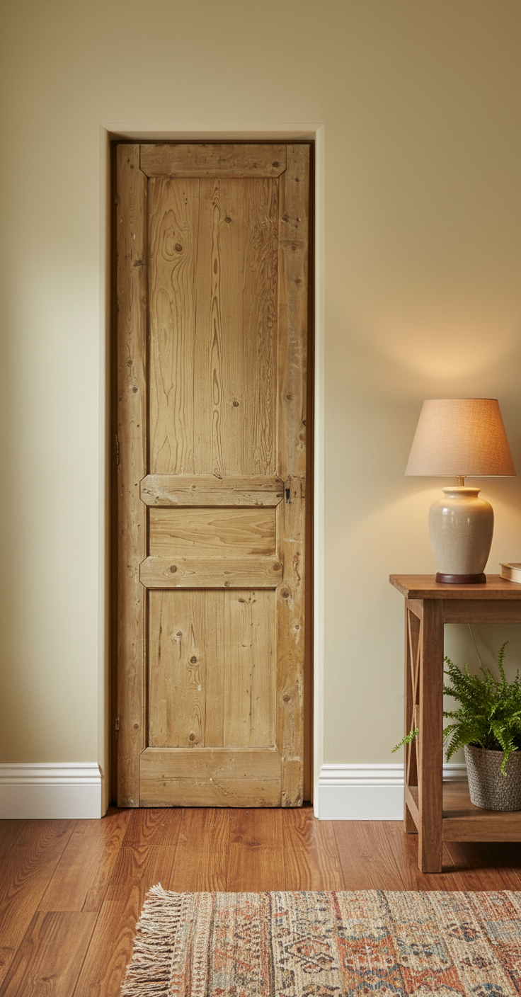 Antique French panel single door wood (95x27.5) P211