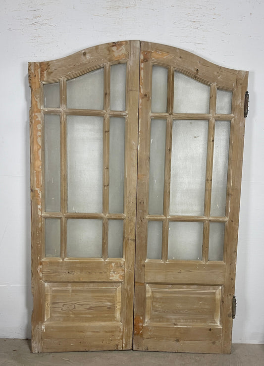 Antique French arched panel doors with Glass (82x55) P1
