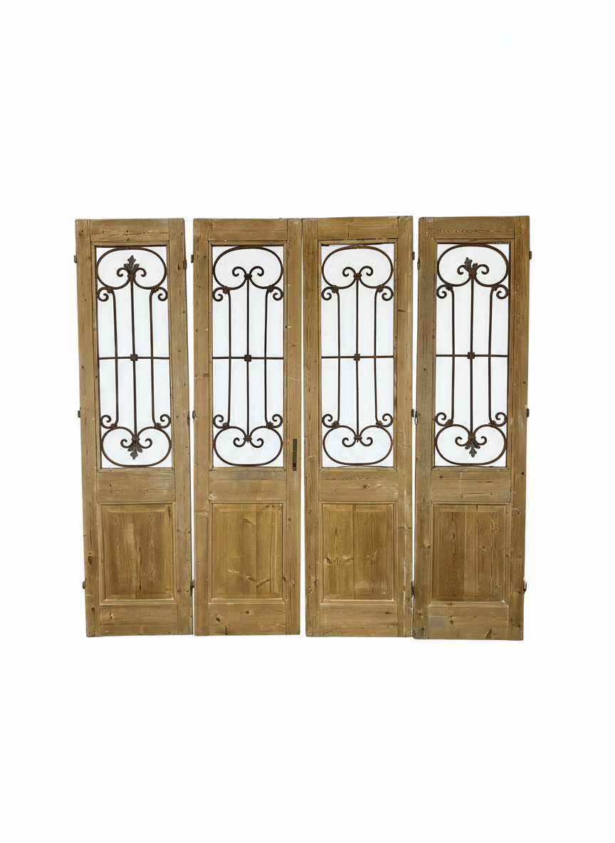 Antique French panel doors with Metal (96x100) P97