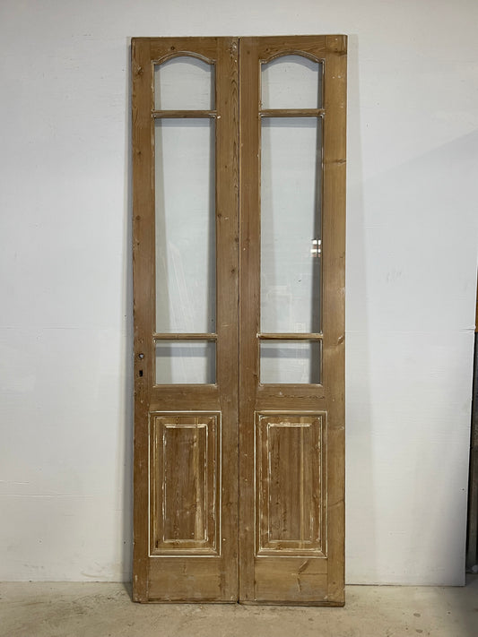 Antique French panel doors with glass (99x37.5) k315