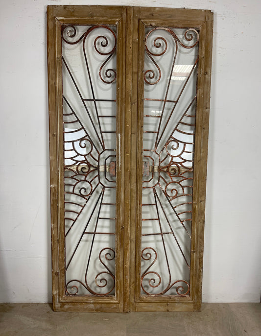 Antique French panel doors with Glass and metal (95 x 50) P2