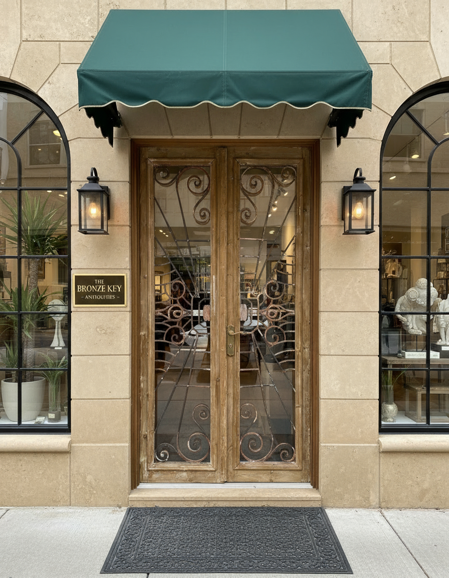 Antique French panel doors with Glass and metal (95 x 50) P2