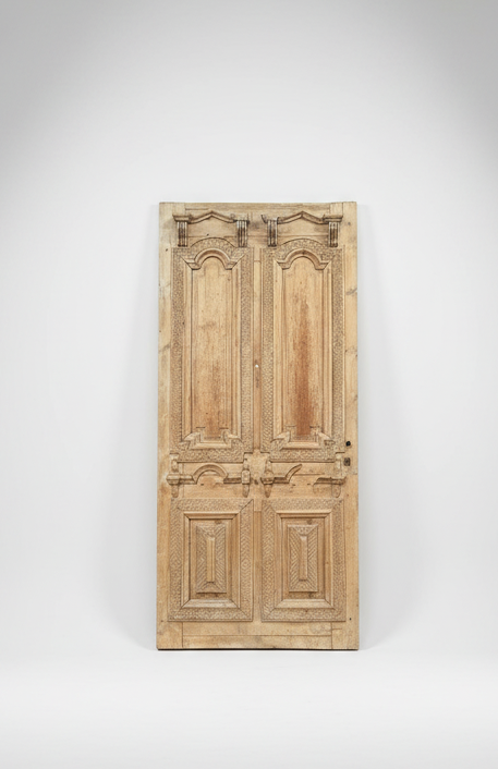 Antique French panel door with carvings (105x47) P133