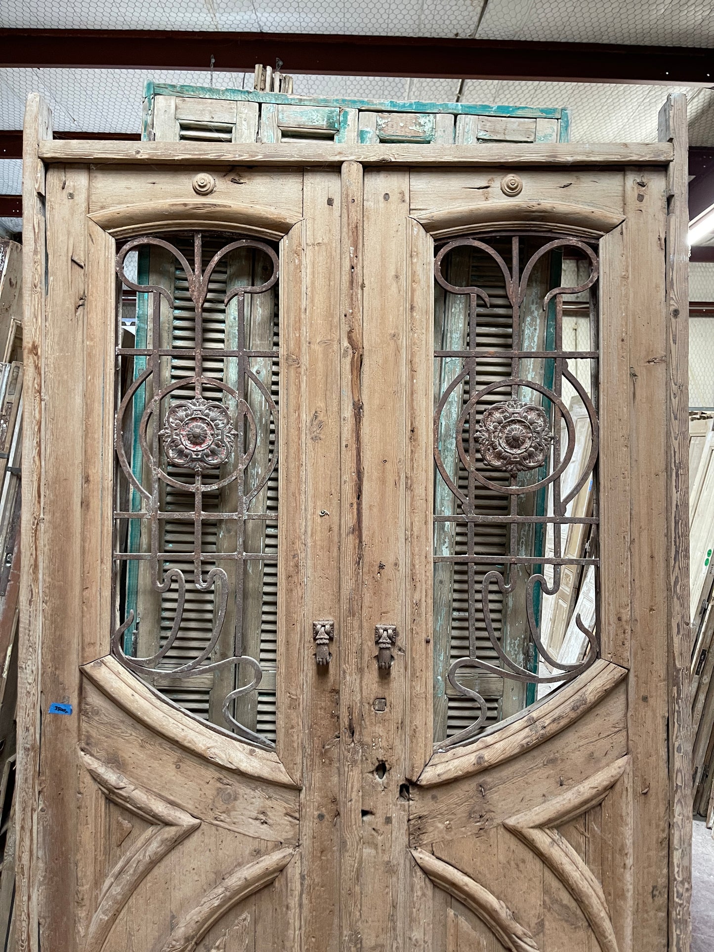 Antique French panel doors with Metal ( 107.5 x 59) O999