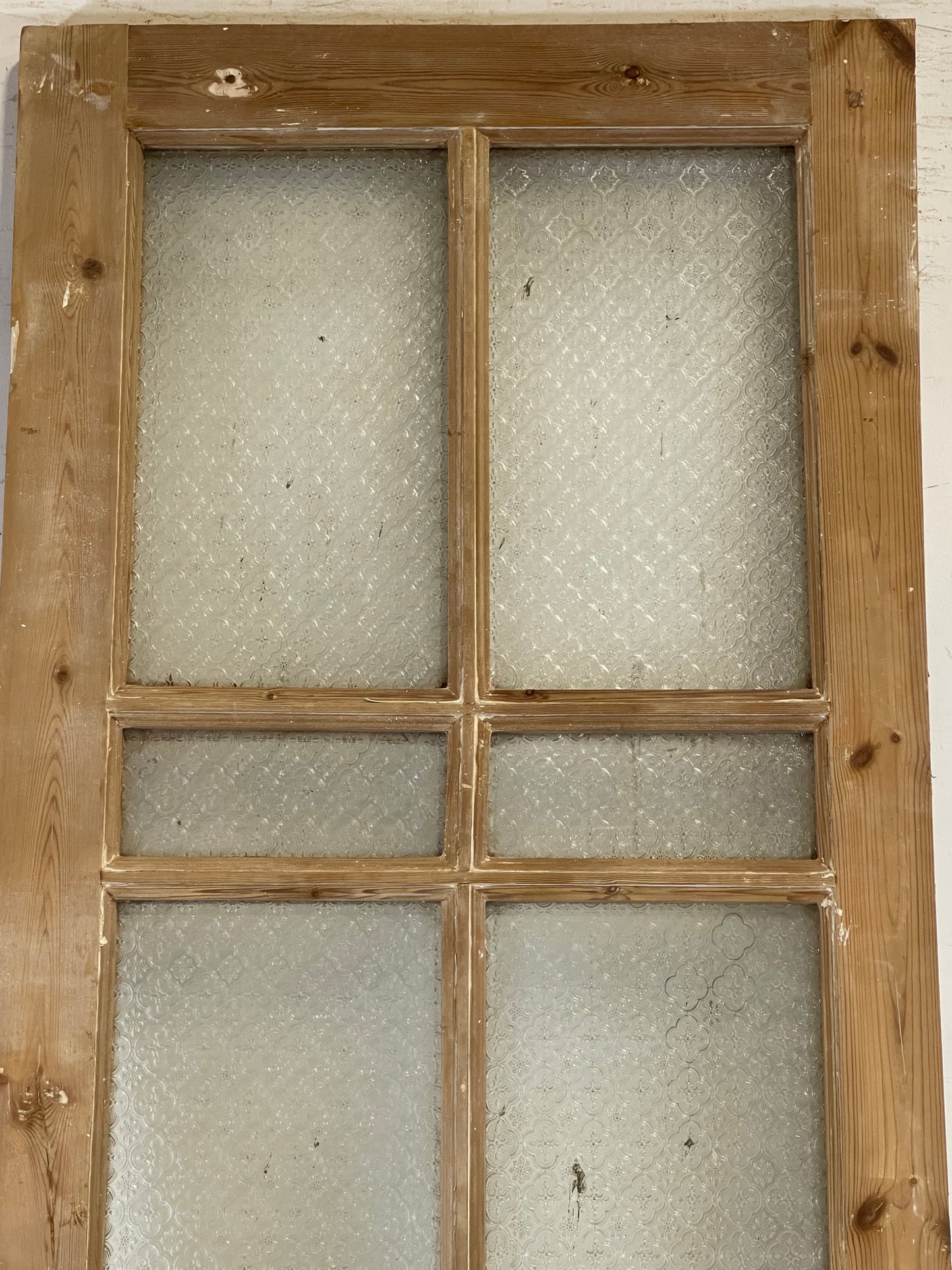 Copy of Antique French Panel Door with Glass  (87.5 x 27.25) L132