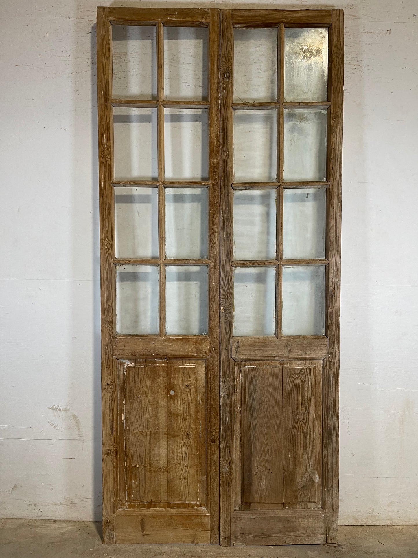 Antique French panel doors with glass (96.75x43.5) L169