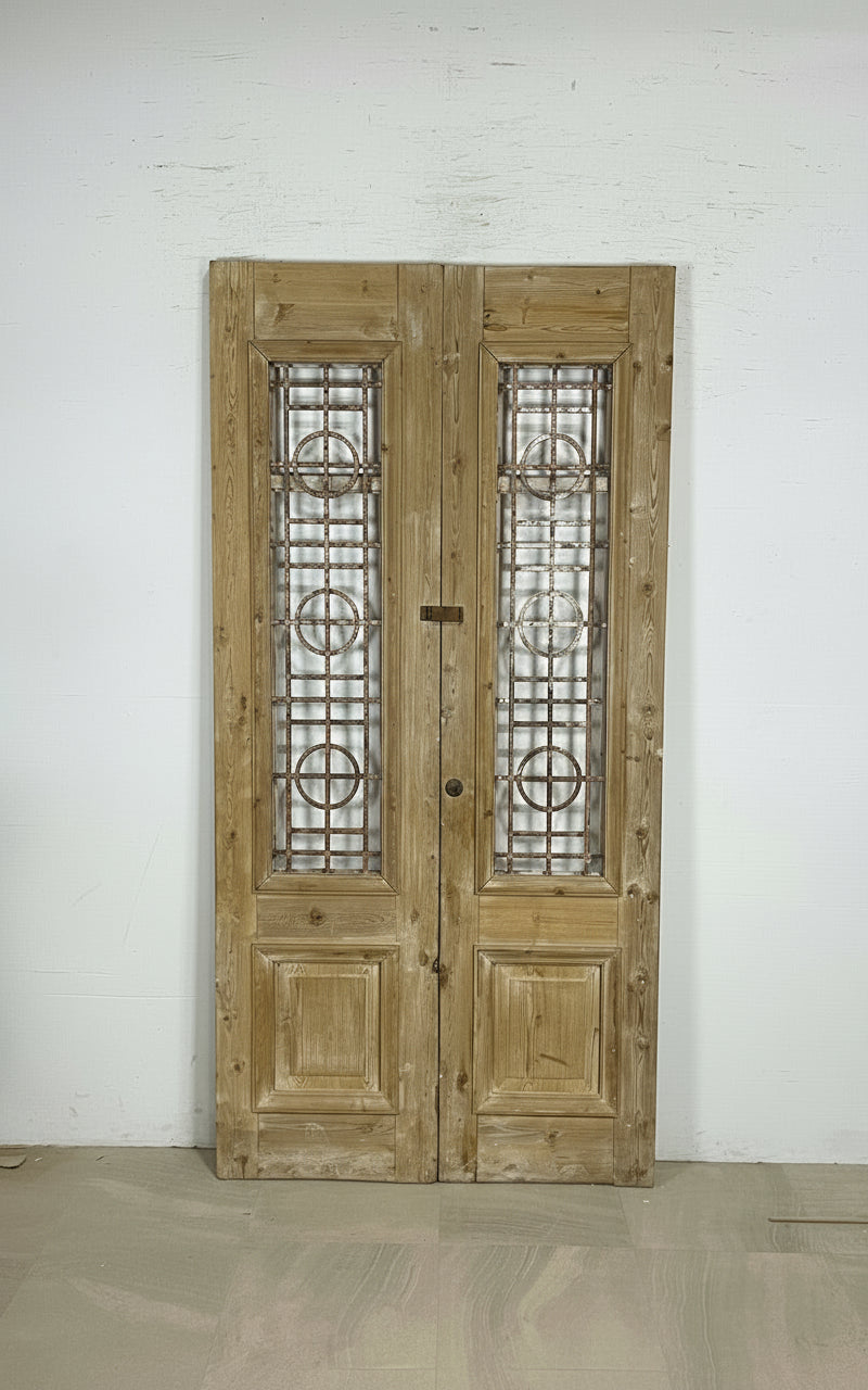Antique French panel doors with Metal (89x44.5)P78