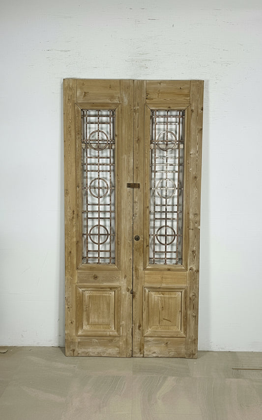 Antique French panel doors with Metal (89x44.5)P78