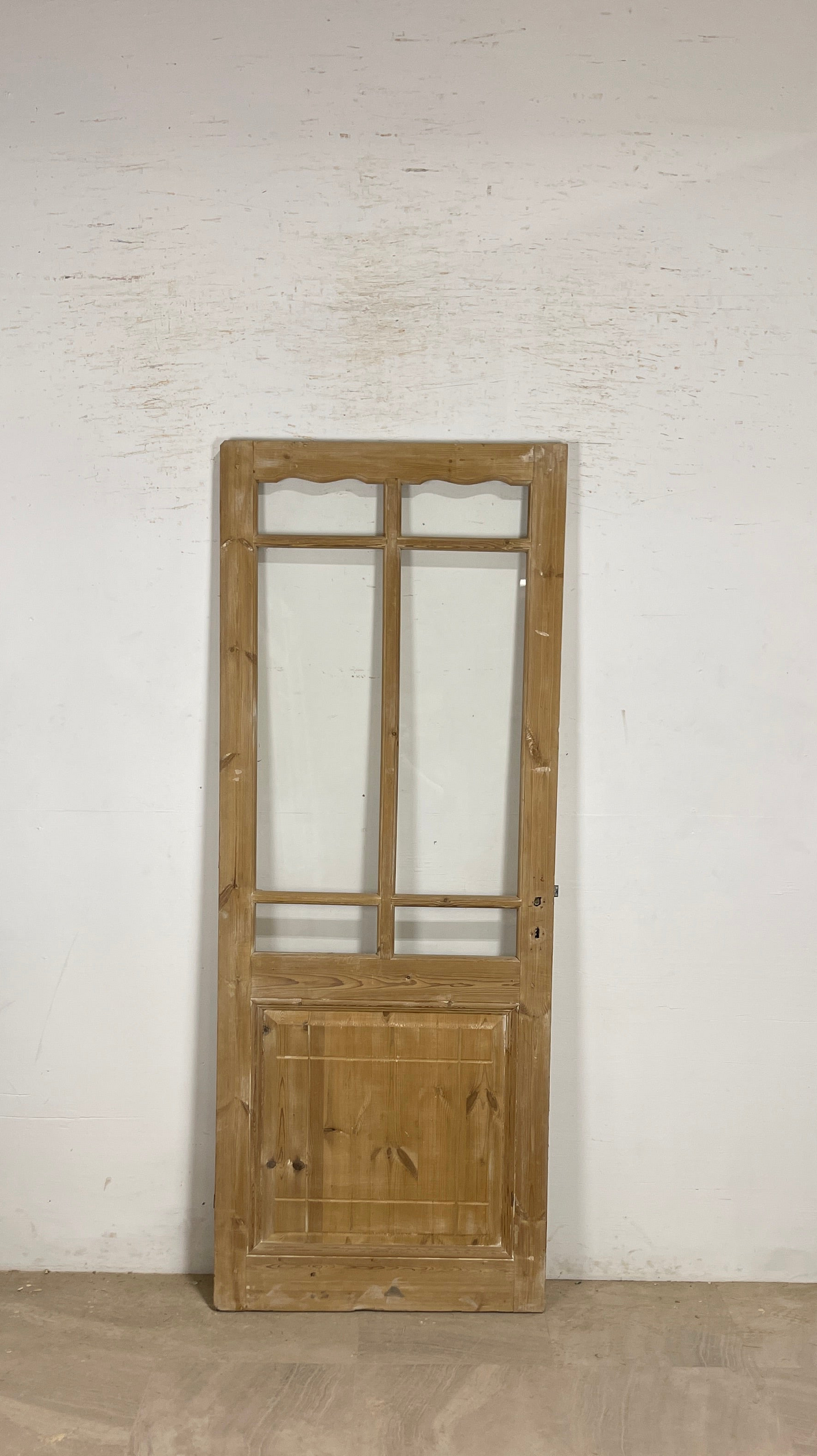 Antique French panel single door with glass (82.5x32.5) P198