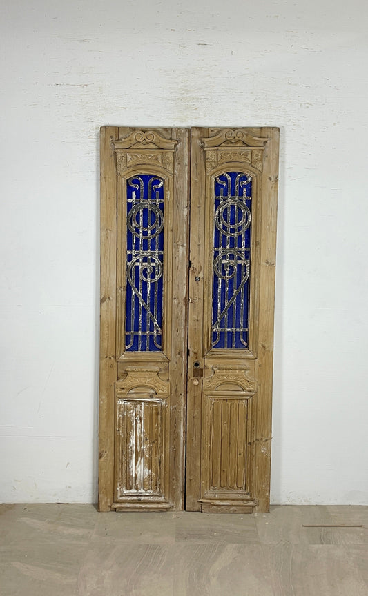Antique French panel doors with Metal (89x40) P79