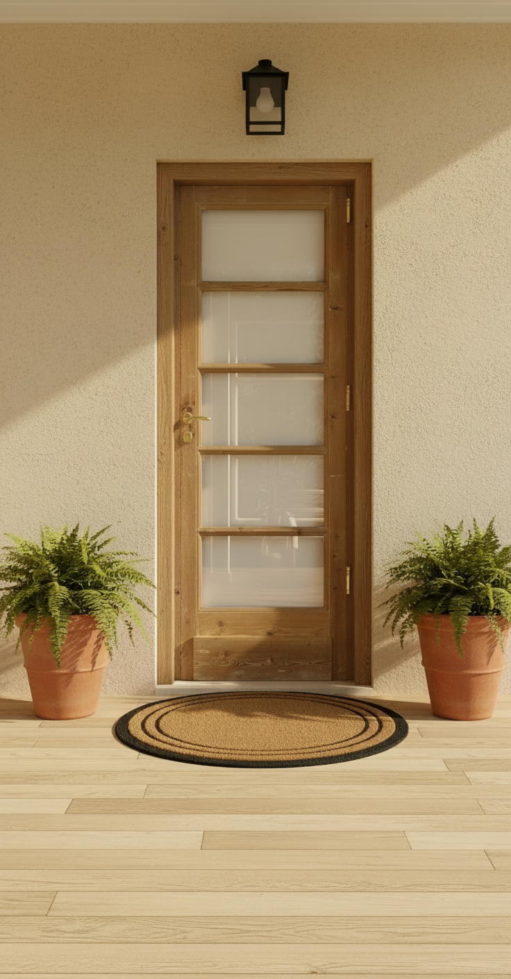 Antique French panel single door with glass (84x29) P194