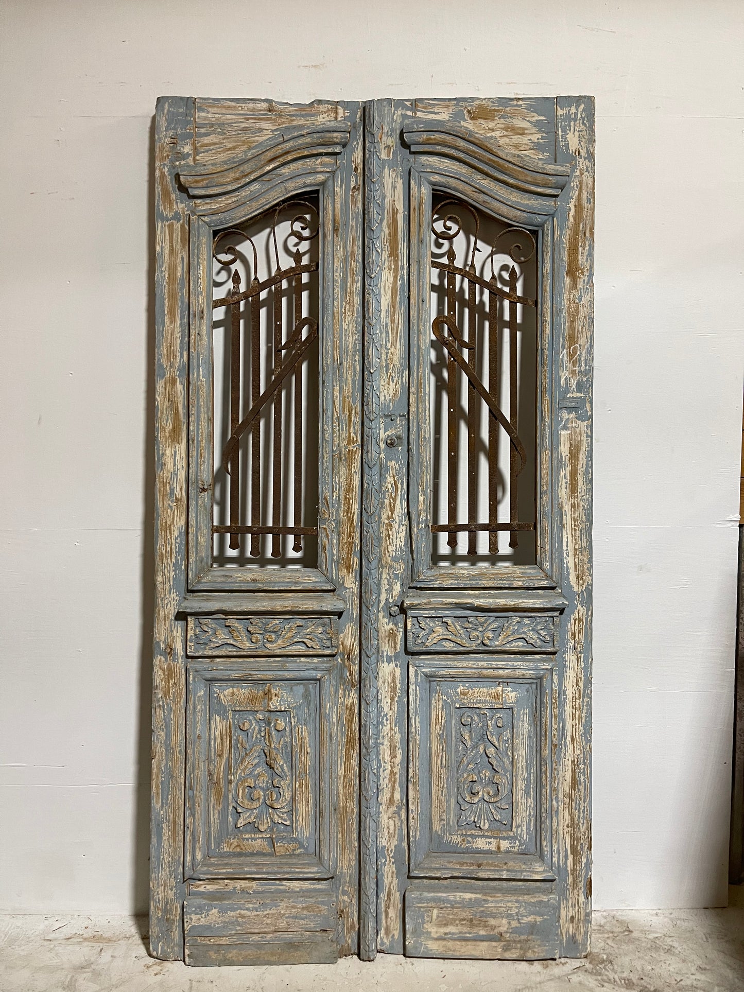 Antique French Panel Doors with Metal (97x50) J101