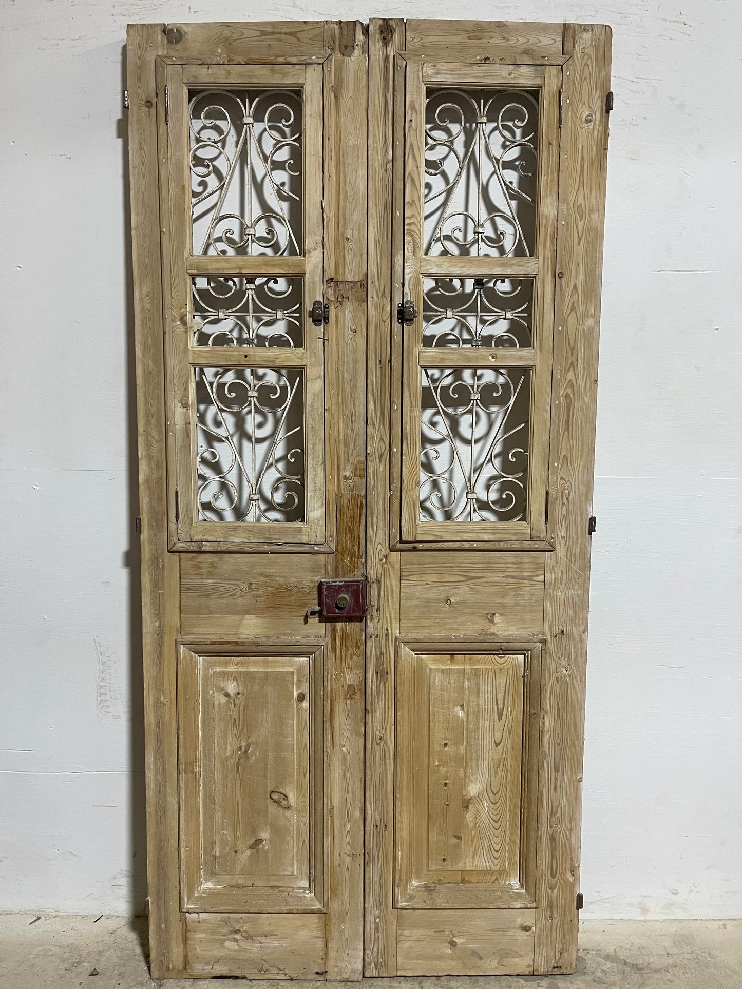 Antique French Panel Doors with Metal (86.5x41.25) K102