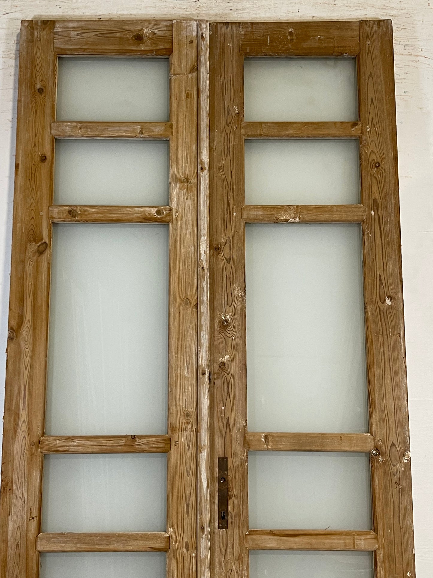 Antique French panel doors with glass (91.25x43.25) L181