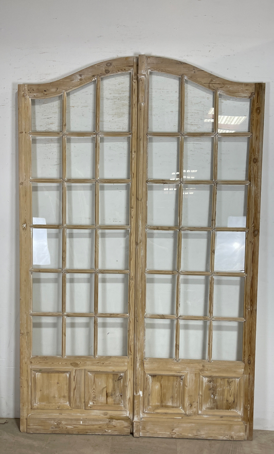 Antique French panel arched doors with Glass (105 x 66.5) P43