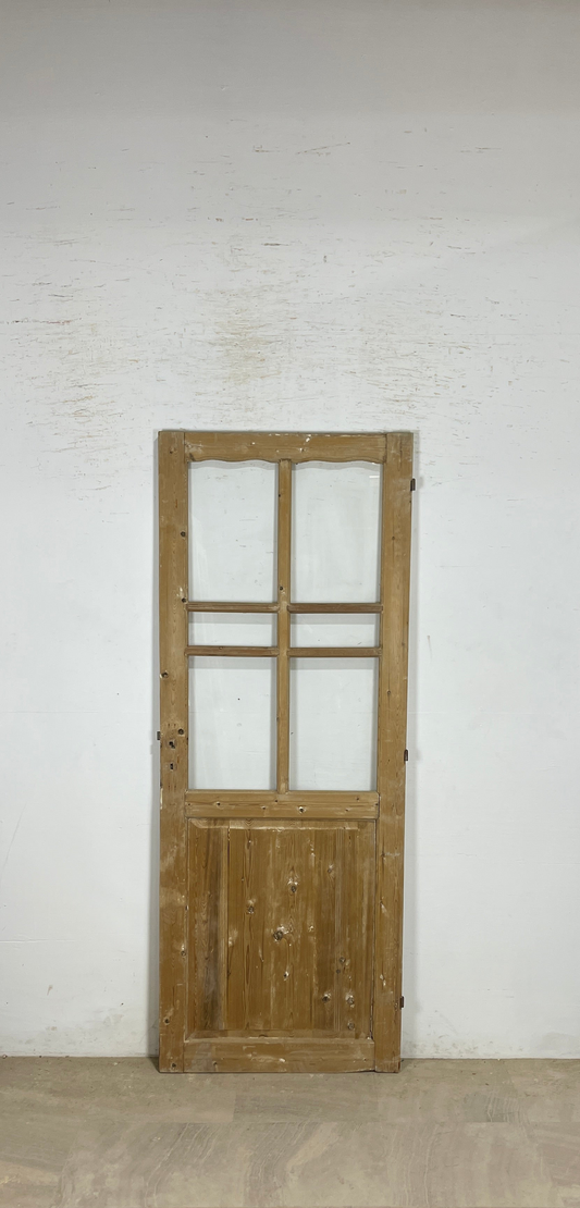 Antique French panel single door with glass (84x32.25) P203