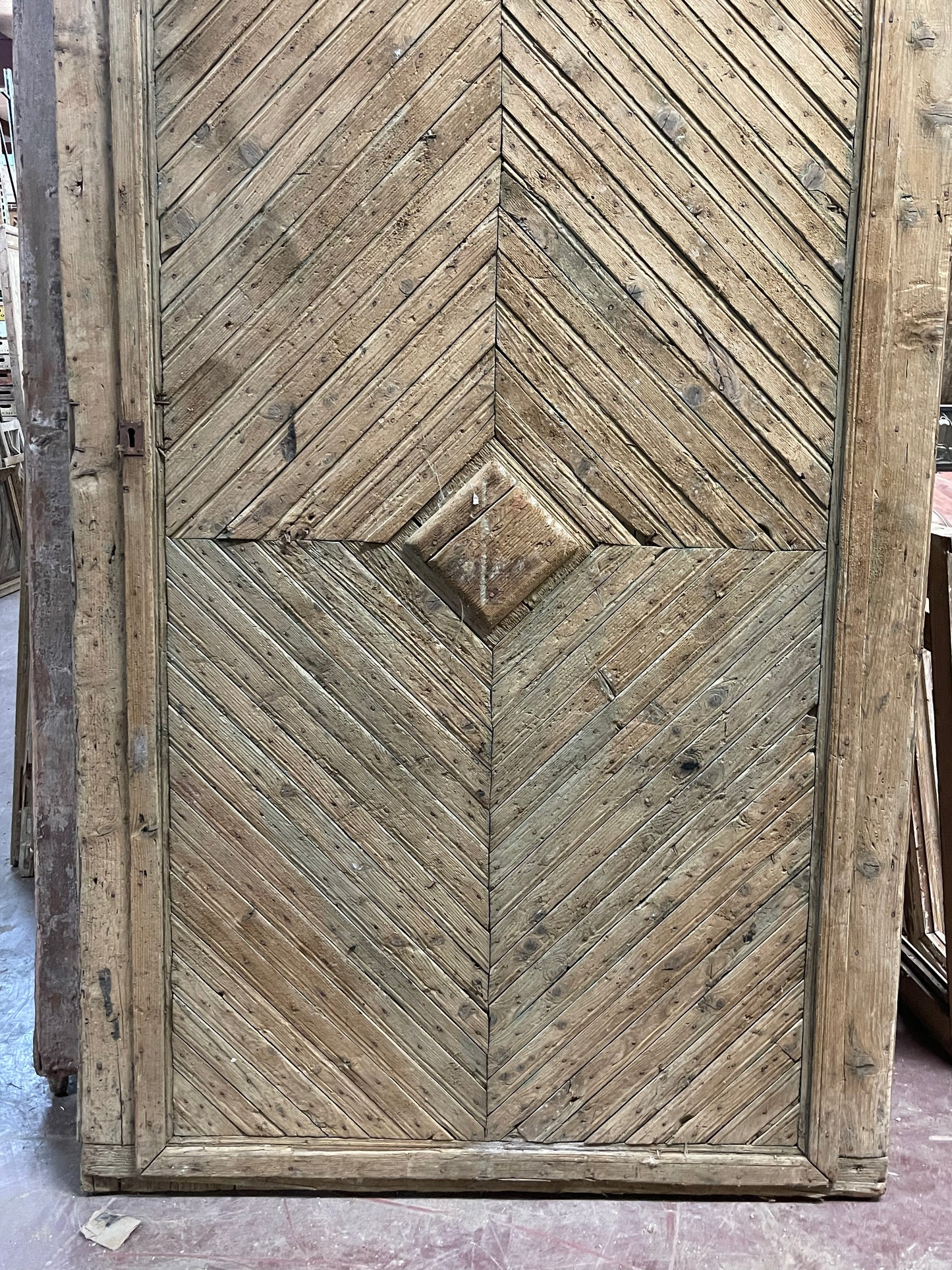 Antique  French Panel Door with Carving  (102x59.5) J061
