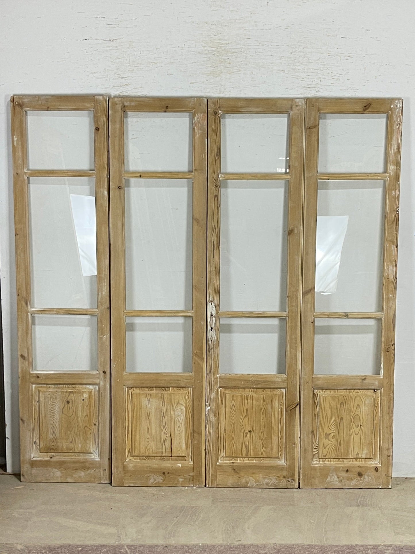 Antique French panel doors with Glass - 4 Piece set (84x85.5) P179
