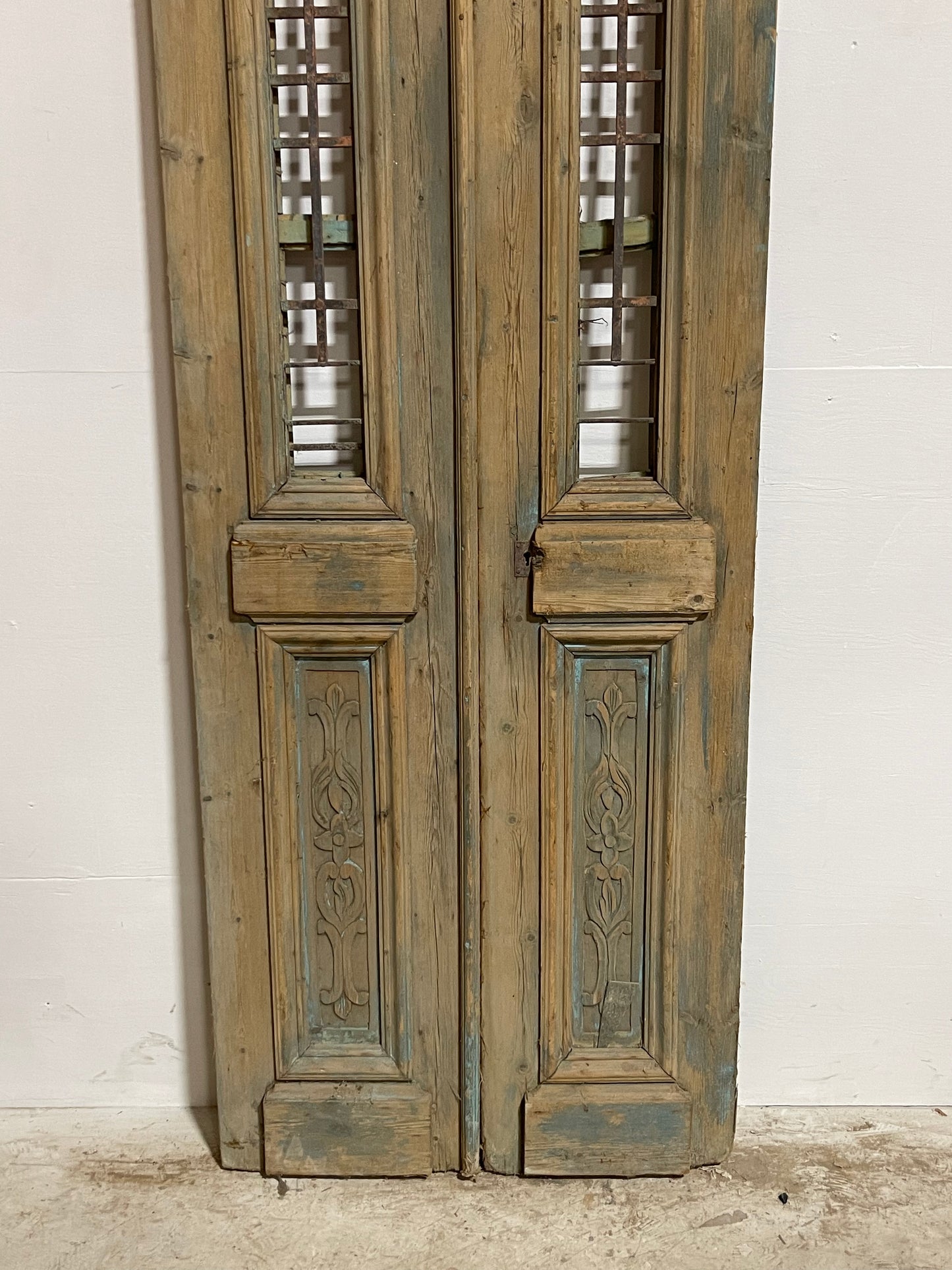 Antique French Panel Doors with metal (92.25x32) J112