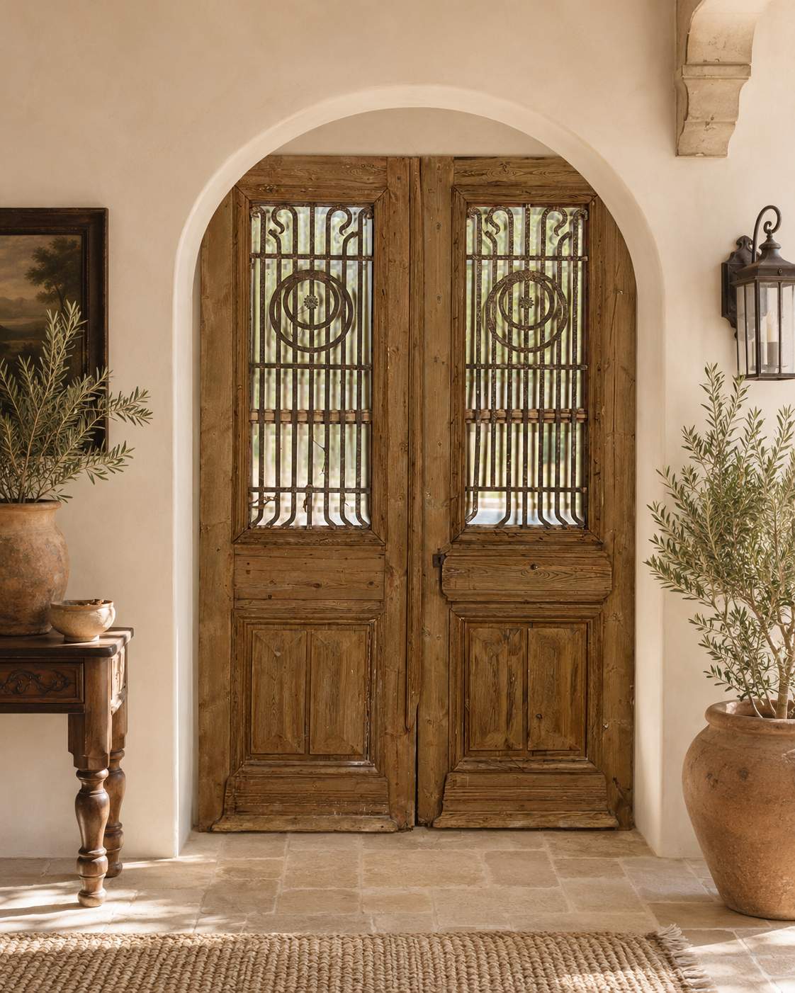 Antique French panel doors with Metal (87 x 55) P32
