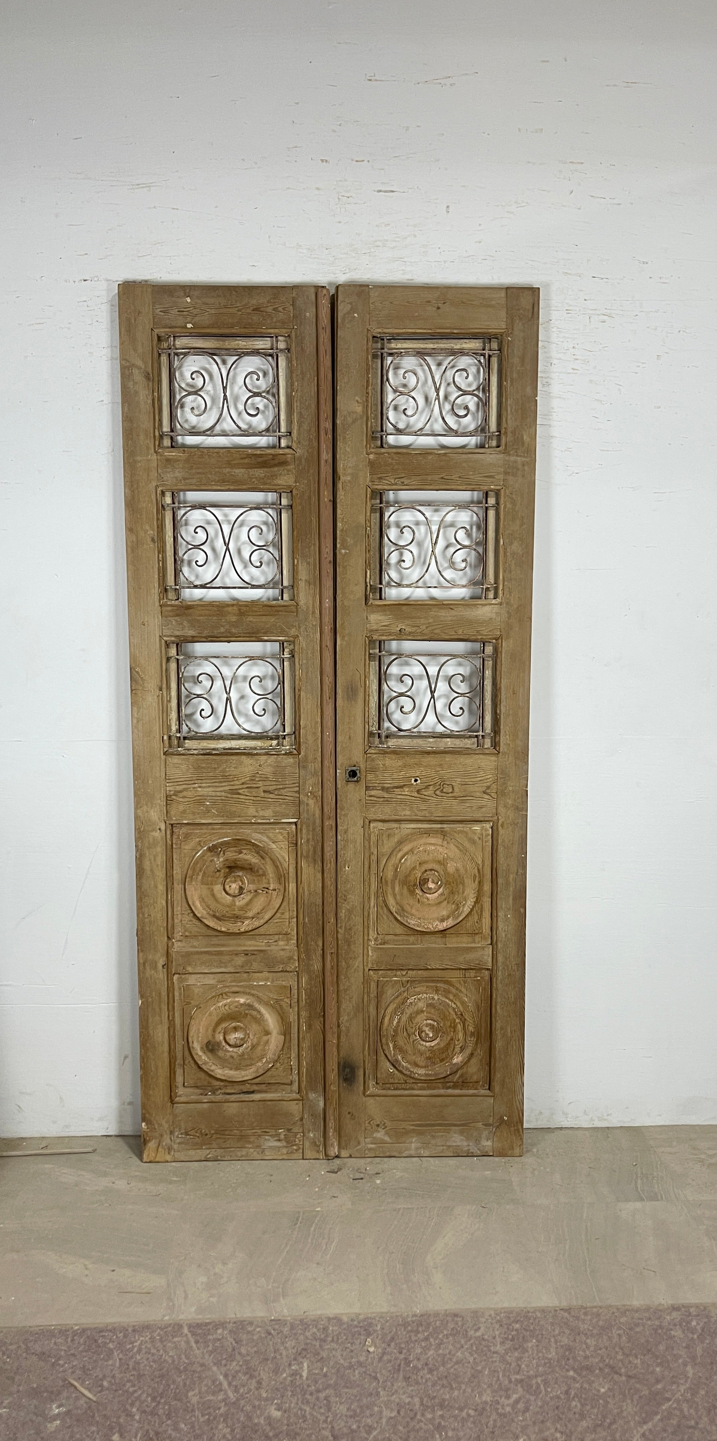 Antique French panel doors with Metal (96.5x44.5) P94
