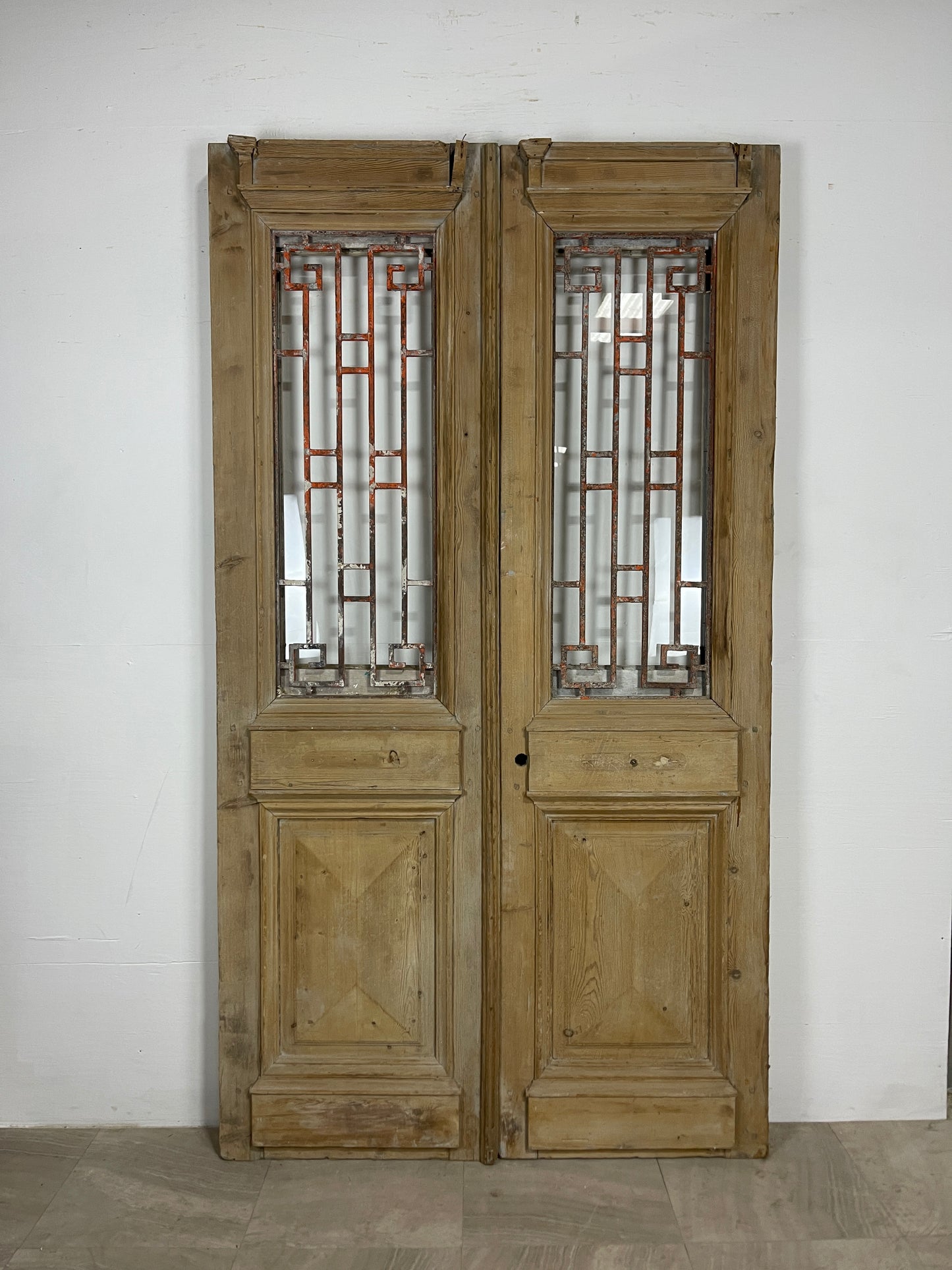Antique French panel doors with Metal (92.5 x 51.25) O25
