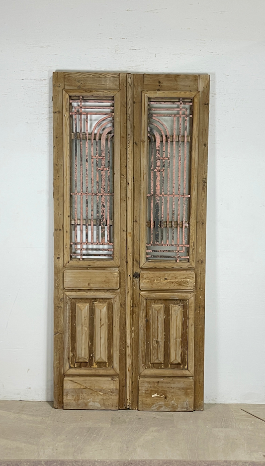 Antique French panel doors with Metal (99x45) P84