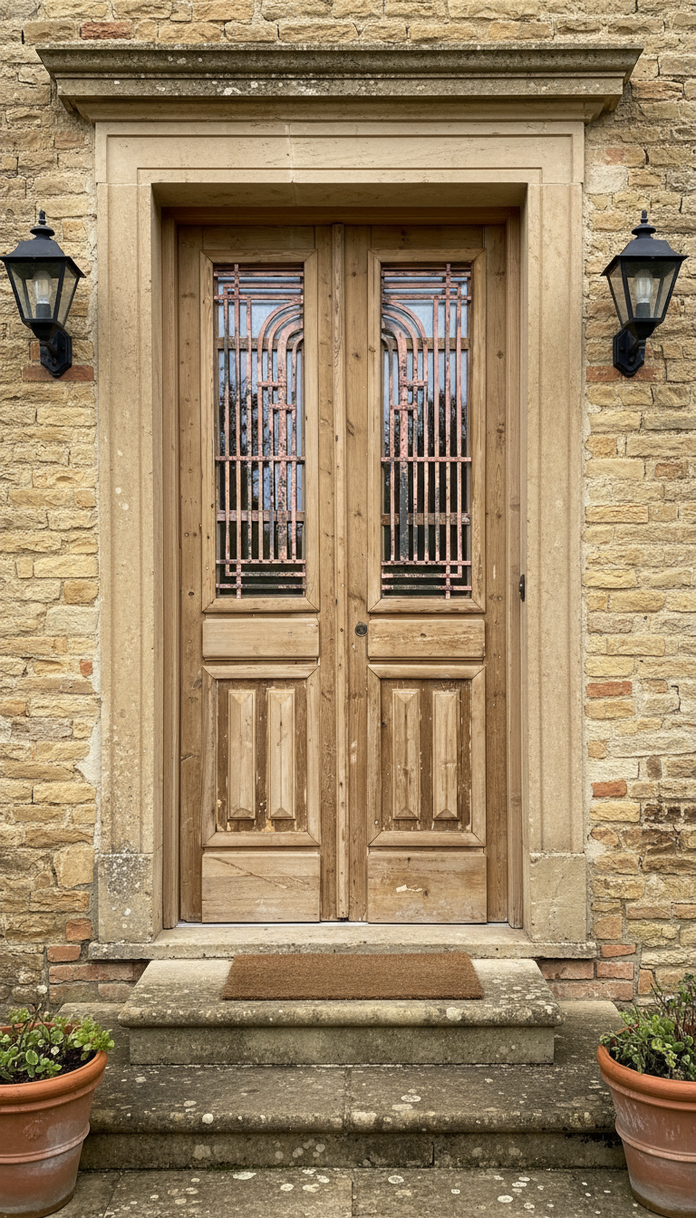 Antique French panel doors with Metal (99x45) P84