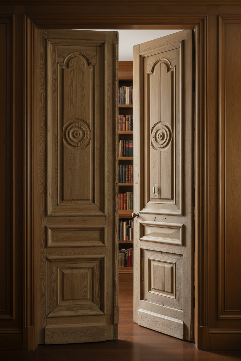 Antique French panel doors with Carvings (118 x 62.5) P47