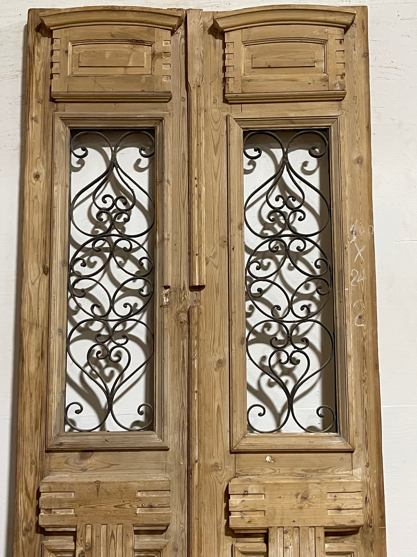 Antique French Panel Doors with Metal (94.75x40) K108
