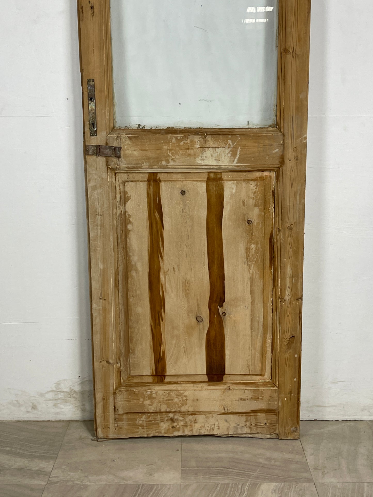 Antique French Panel Door with Glass  (101 x 31) N174