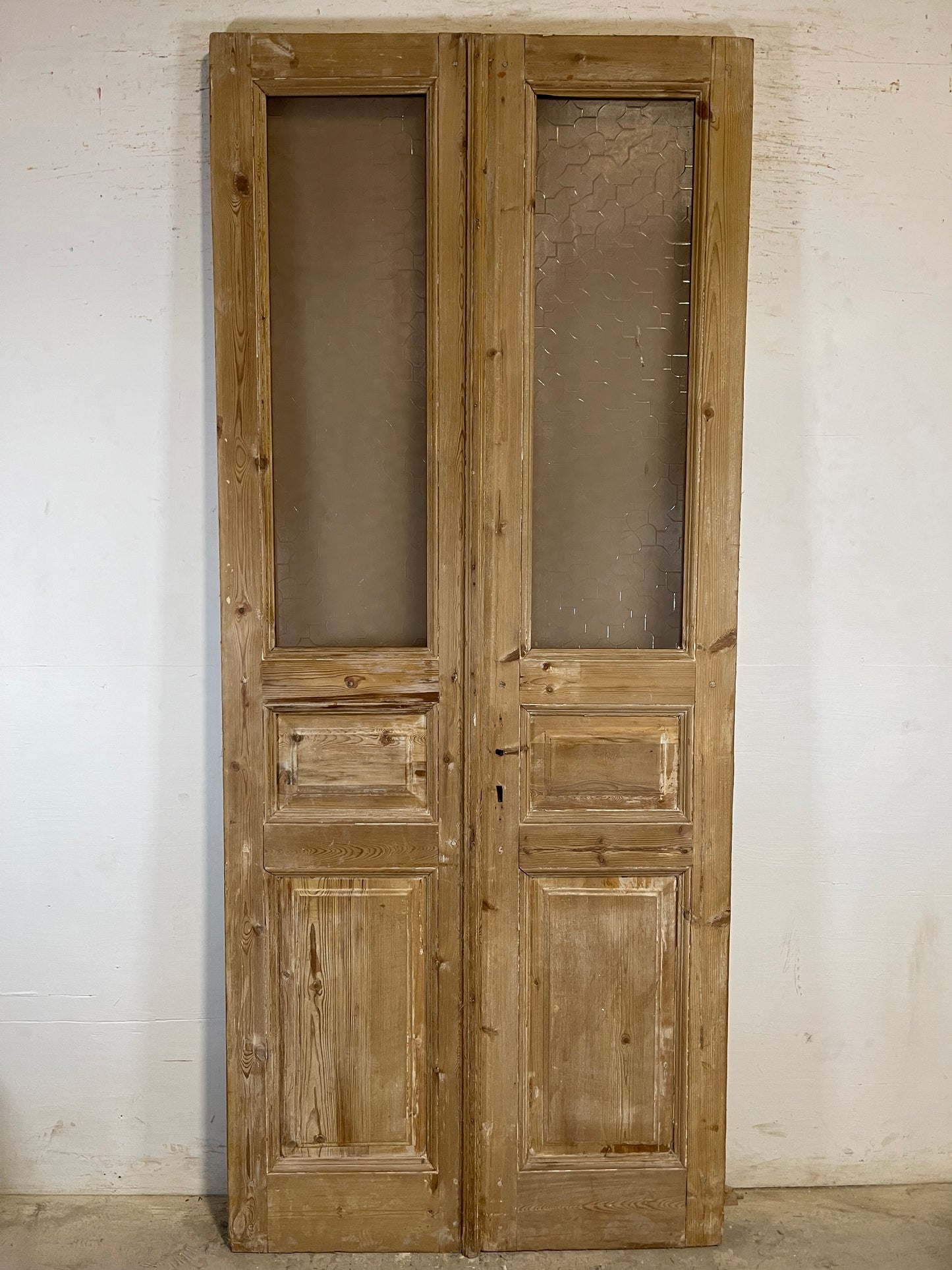 Antique French panel doors with glass (96.75x41.25) L141