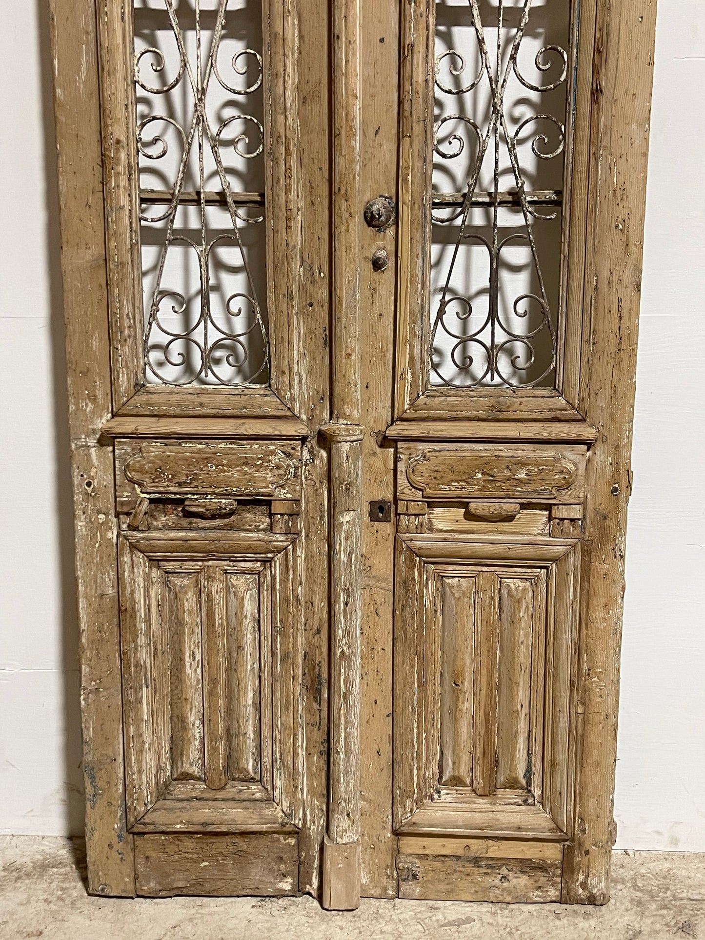 Antique French Panel Doors with Metal (99x47.75)  J120