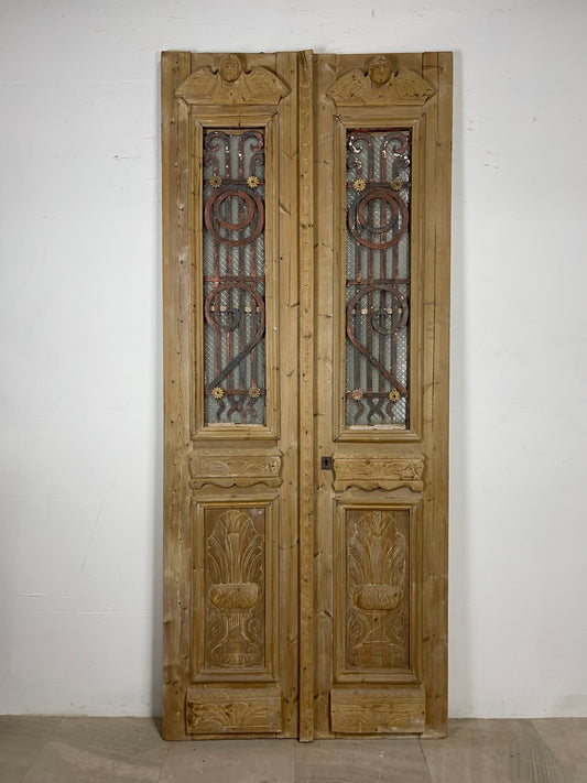 Antique French panel doors with Metal (98.75 x 41.75) O47