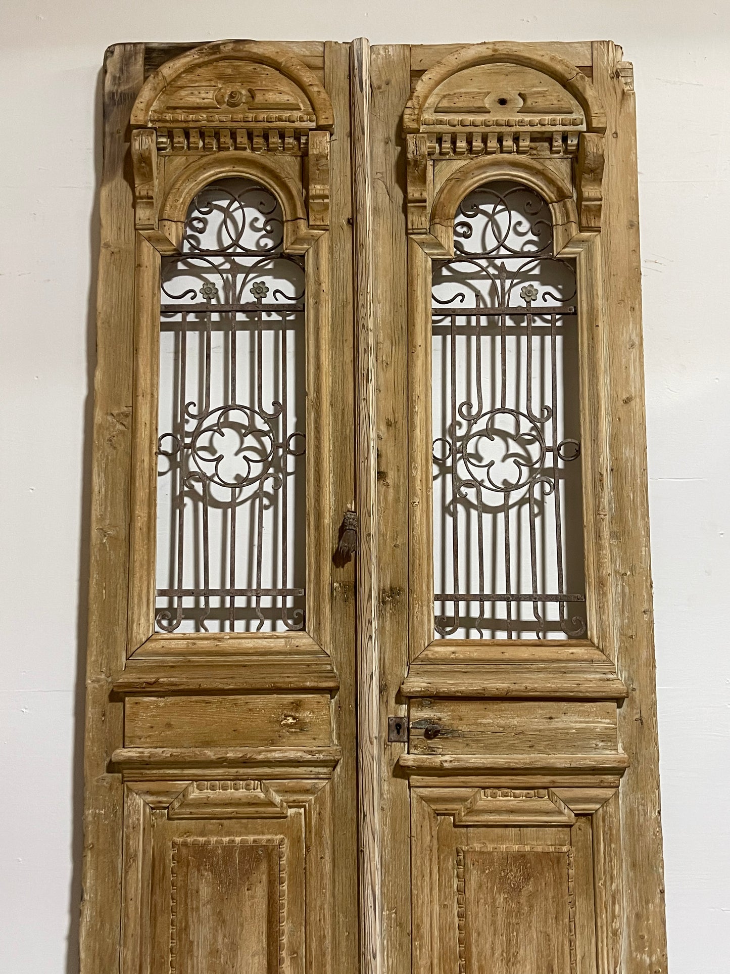 Antique French panel door with metal (108.5x50)J100